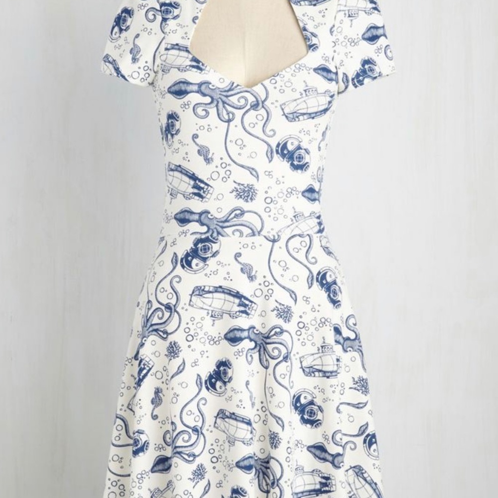ModCloth Steady Maritime Retro Dress, Size 2X